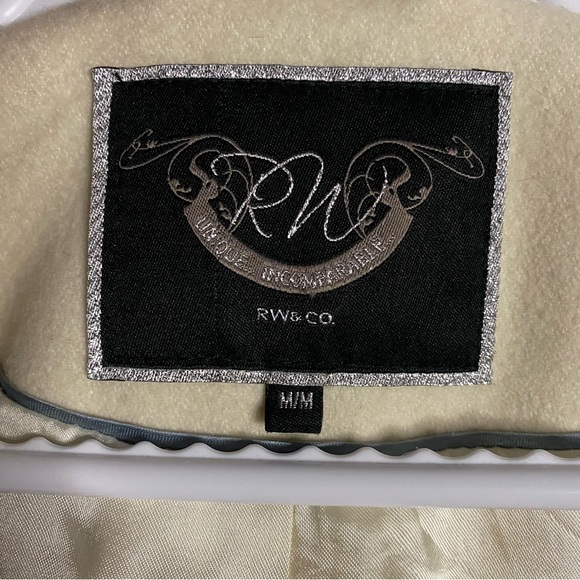 RW&CO Women's Ivory Single Breasted Wool Blend Coat - Picture 6 of 12